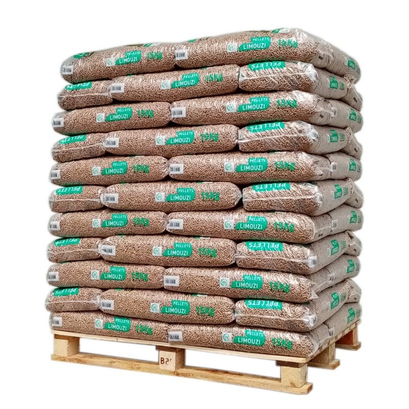 Bois-sec-palette-pellet-Belgique-01.jpg PELLETS LIMOUZI zertifiziert nach DIN Plus und PEFC – PALETTE MIT 66 SÄCKEN À 15 KG – Bild 1